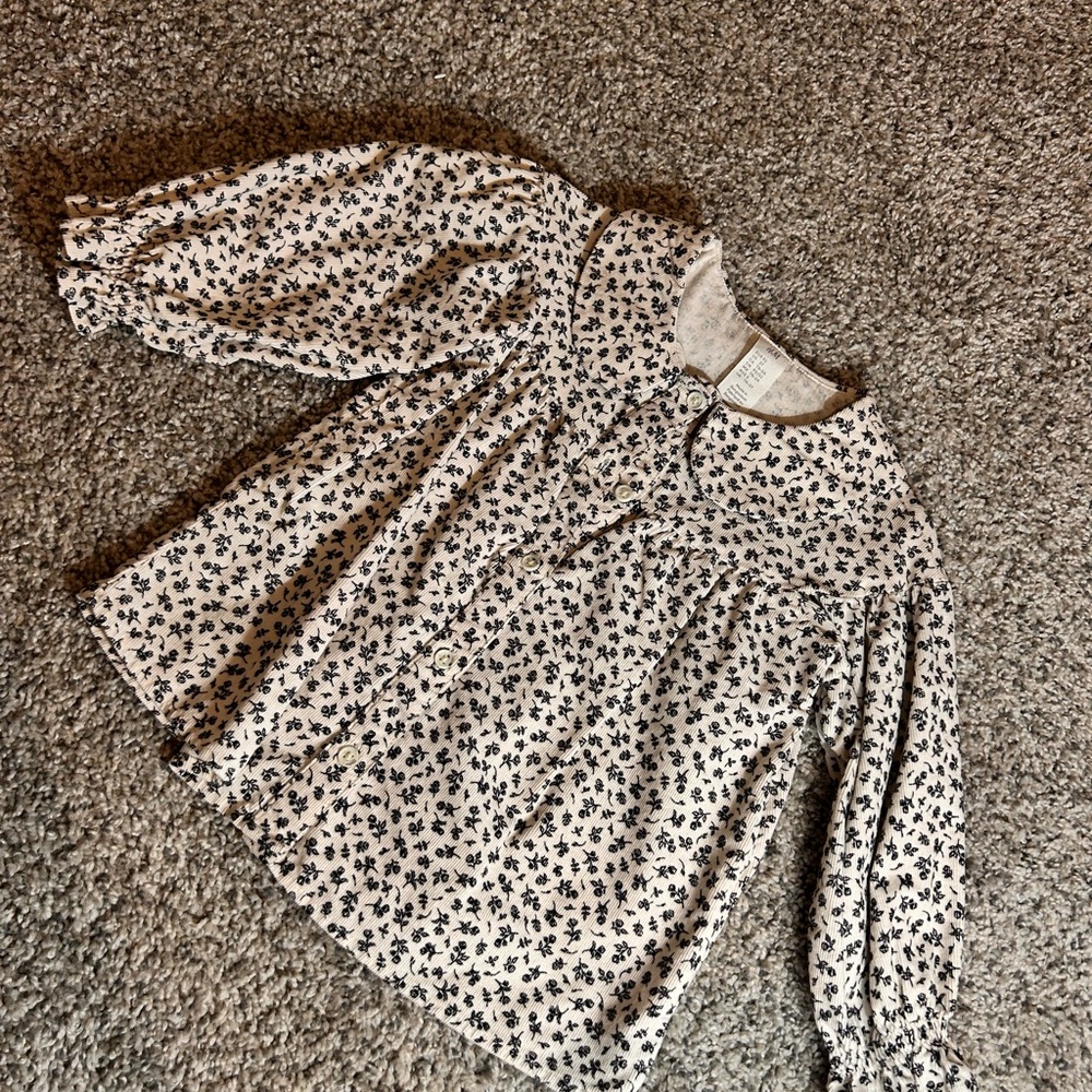 Floral Kids Shirt - Black and White